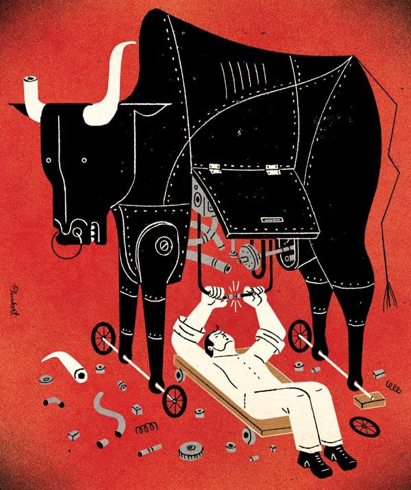 "How to fix the Economy" for the Wall Street Journal; Illustration by David Plunkert